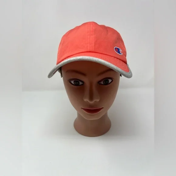 Champion Women’s Adjustable Hat Coral Pink White C Embroidered Logo Baseball Hat - Picture 4 of 11